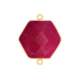 Ruby Hexagon Charm Pendant, 24K Gold Plated Sterling Silver (12mm 15mm 18mm)