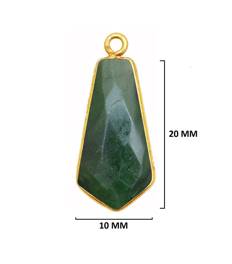 Serpentine Stone Necklace for Jewelry Making 10X20mm Tie Bezel Charms Pendants Connectors 24K Gold Plated Over 925 Sterling Silver