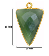 Serpentine Stone Necklace for Jewelry Making 15mm 15X20mm 18X25mm Triangle Bezel Charms Connectors 24K Gold Plated Over 925 Sterling Silver