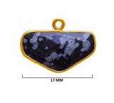 Snowflake Obsidian Stone Necklace for Jewelry Making 17mm Chevron Bezel Charms Pendants Connectors 24K Gold Plated Over 925 Sterling Silver
