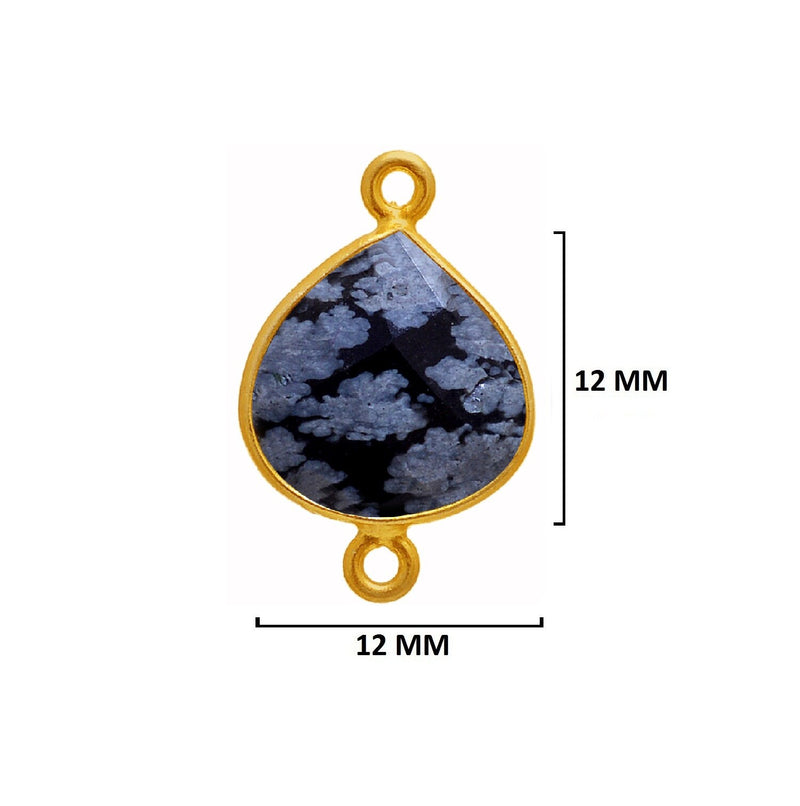 Snowflake Obsidian Stone Necklace for Jewelry Making 12mm 15mm 18mm 25mm 30mm Heart Bezel Charms 24K Gold Plated Over 925 Sterling Silver