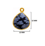 Snowflake Obsidian Stone Necklace for Jewelry Making 12mm 15mm 18mm 25mm 30mm Heart Bezel Charms 24K Gold Plated Over 925 Sterling Silver
