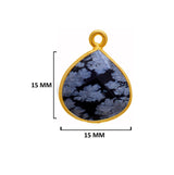 Snowflake Obsidian Stone Necklace for Jewelry Making 12mm 15mm 18mm 25mm 30mm Heart Bezel Charms 24K Gold Plated Over 925 Sterling Silver