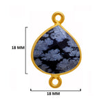 Snowflake Obsidian Stone Necklace for Jewelry Making 12mm 15mm 18mm 25mm 30mm Heart Bezel Charms 24K Gold Plated Over 925 Sterling Silver