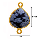 Snowflake Obsidian Stone Necklace for Jewelry Making 12mm 15mm 18mm 25mm 30mm Heart Bezel Charms 24K Gold Plated Over 925 Sterling Silver