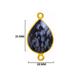 Snowflake Obsidian Jewelry Making 10X40 12X15 15X18 18X25 22X30 25X35 8X26 Pear/Flat Teardrop Bezel 24K Gold Plated Over 925 Sterling Silver
