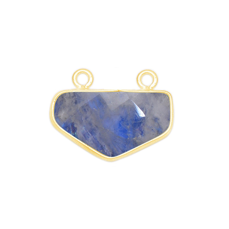 Rainbow Moonstone Chevron/Half Hexagon Pendant - Boho Chic Gemstone Necklace with 24kt Gold Elegance