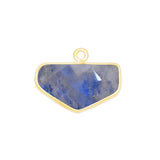 Rainbow Moonstone Chevron/Half Hexagon Pendant - Boho Chic Gemstone Necklace with 24kt Gold Elegance