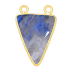 Rainbow Moonstone Triangle Pendant - Boho Chic Gemstone Necklace with 24kt Gold Elegance