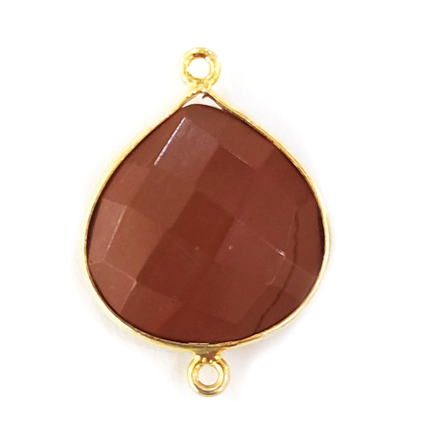 Red Jasper Heart Pendant - Boho Chic Gemstone Necklace with 24kt Gold Elegance