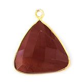 Red Jasper Triangle Pendant - Boho Chic Gemstone Necklace with 24kt Gold Elegance