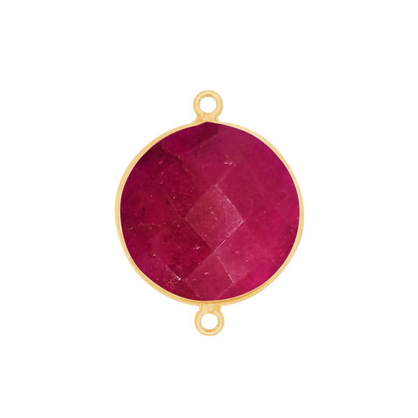 Ruby Stone Necklace for Jewelry Making 11mm 15mm 18mm Coin/Round Bezel Charms Pendants Connectors 24K Gold Plated Over 925 Sterling Silver