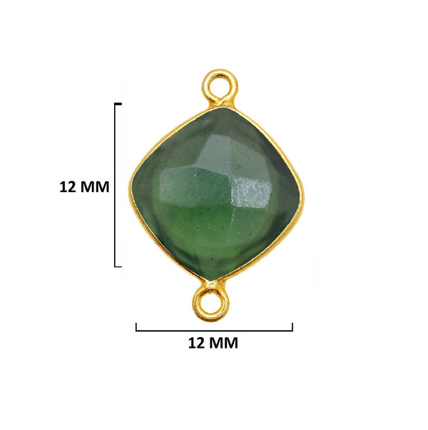 Serpentine Stone Necklace for Jewelry Making 12mm 15mm 18mm Cushion/Diamond Bezel Charms Pendants 24K Gold Plated Over 925 Sterling Silver