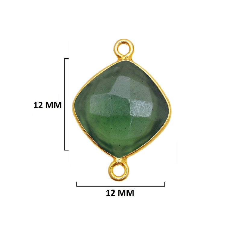 Serpentine Stone Necklace for Jewelry Making 12mm 15mm 18mm Cushion/Diamond Bezel Charms Pendants 24K Gold Plated Over 925 Sterling Silver
