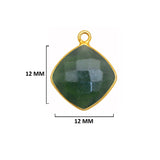 Serpentine Stone Necklace for Jewelry Making 12mm 15mm 18mm Cushion/Diamond Bezel Charms Pendants 24K Gold Plated Over 925 Sterling Silver