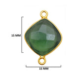 Serpentine Stone Necklace for Jewelry Making 12mm 15mm 18mm Cushion/Diamond Bezel Charms Pendants 24K Gold Plated Over 925 Sterling Silver