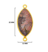 Picture Jasper Stone Necklace for Jewelry Making 11X22mm Marquise/Evil Eye Bezel Charms Connectors 24K Gold Plated Over 925 Sterling Silver