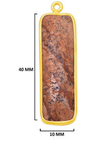 Picture Jasper Stone Necklace for Jewelry Making 10X40mm 15X20mm 8X30mm Rectangle/Bar Bezel Charms 24K Gold Plated Over 925 Sterling Silver