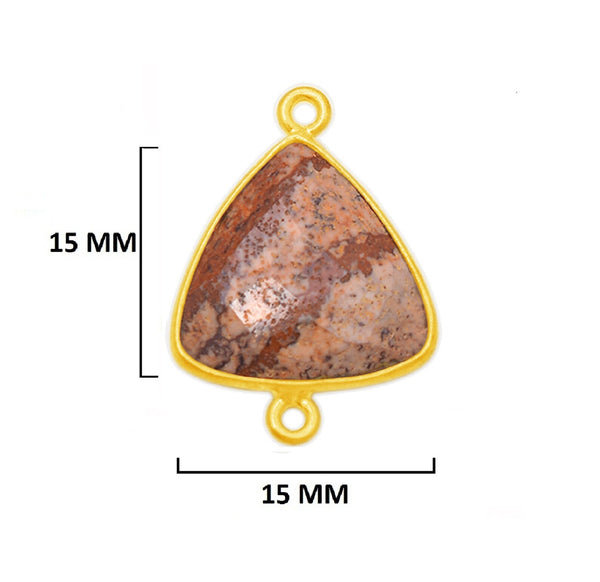 Picture Jasper Stone Necklace for Jewelry Making 15mm 15X20mm 18X25mm Triangle Bezel Charms Pendant 24K Gold Plated Over 925 Sterling Silver