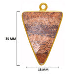 Picture Jasper Stone Necklace for Jewelry Making 15mm 15X20mm 18X25mm Triangle Bezel Charms Pendant 24K Gold Plated Over 925 Sterling Silver