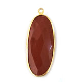 Red Jasper Oval Pendant - Boho Chic Gemstone Necklace with 24kt Gold Elegance