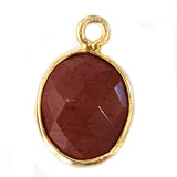 Red Jasper Oval Pendant - Boho Chic Gemstone Necklace with 24kt Gold Elegance