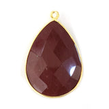 Red Japser Pear/Flat Teardrop Pendant - Boho Chic Gemstone Necklace with 24kt Gold Elegance