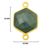 Serpentine Stone Necklace for Jewelry Making 12mm 15mm 18mm Hexagon Bezel Charms Pendant Connectors 24K Gold Plated Over 925 Sterling Silver