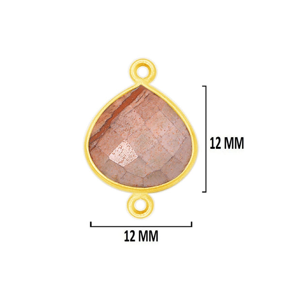 Picture Jasper Stone Necklace for Jewelry Making 12mm 15mm 18mm 25mm 30mm Heart Bezel Charm Pendant 24K Gold Plated Over 925 Sterling Silver