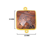Picture Jasper Stone Necklace for Jewelry Making 15mm Square Bezel Charms Pendants Connectors 24K Gold Plated Over 925 Sterling Silver