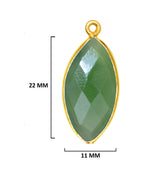 Serpentine Stone Necklace Jewelry Making 11X22mm Marquise/Evil Eye Bezel Charms Pendants Connectors 24K Gold Plated Over 925 Sterling Silver