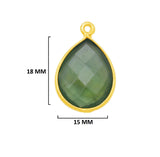 Serpentine Jewelry Making 10X40 12X15 15X18 18X25 22X30 25X35 8X26 Pear/Flat Teardrop Bezel Charms 24K Gold Plated Over 925 Sterling Silver