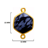 Snowflake Obsidian Stone Necklace for Jewelry Making 12mm 15mm 18mm Hexagon Bezel Charms Pendants 24K Gold Plated Over 925 Sterling Silver