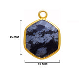 Snowflake Obsidian Stone Necklace for Jewelry Making 12mm 15mm 18mm Hexagon Bezel Charms Pendants 24K Gold Plated Over 925 Sterling Silver