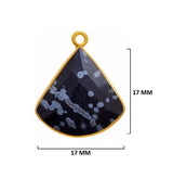Snowflake Obsidian Stone Necklace for Jewelry Making 17mm Bell Bezel Charms Pendants Connectors 24K Gold Plated Over 925 Sterling Silver