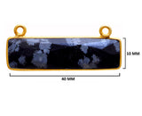Snowflake Obsidian Stone Necklace for Jewelry Making 10X40 15X20 8X30mm Rectangle/Bar Bezel Charms 24K Gold Plated Over 925 Sterling Silver