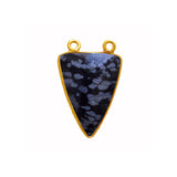 Snowflake Obsidian Stone Necklace for Jewelry Making 15mm 15X20mm 18X25mm Triangle Bezel Charms 24K Gold Plated Over 925 Sterling Silver