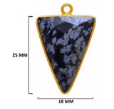 Snowflake Obsidian Stone Necklace for Jewelry Making 15mm 15X20mm 18X25mm Triangle Bezel Charms 24K Gold Plated Over 925 Sterling Silver