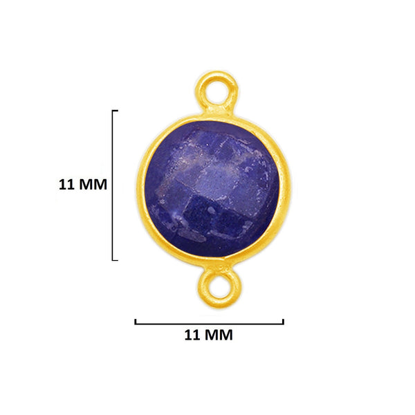 Sodalite Stone Necklace Jewelry Making 11mm 15mm 18mm Coin/Round Bezel Charms Pendants Connectors 24K Gold Plated Over 925 Sterling Silver
