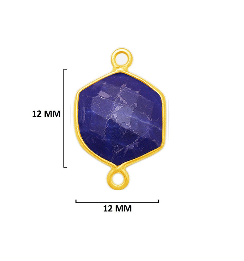 Sodalite Stone Necklace for Jewelry Making 12mm 15mm 18mm Hexagon Bezel Charms Pendants Connectors 24K Gold Plated Over 925 Sterling Silver