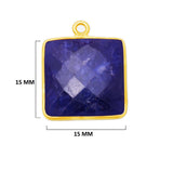 Sodalite Stone Necklace for Jewelry Making 15mm Square Bezel Charms Pendants Connectors 24K Gold Plated Over 925 Sterling Silver