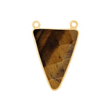 Tiger Eye Stone Necklace for Jewelry Making 15mm 15X20mm 18X25mm Triangle Bezel Charms Pendants Connectors 24K Gold Plated Over Silver