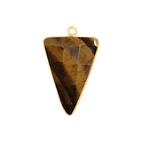 Tiger Eye Stone Necklace for Jewelry Making 15mm 15X20mm 18X25mm Triangle Bezel Charms Pendants Connectors 24K Gold Plated Over Silver