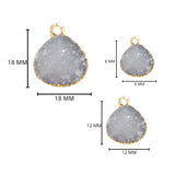 24k Gold Electroplated - Kissed Gray Druzy - Handmade Pendant Necklace - Gothy Elegance & Jewelry Gift