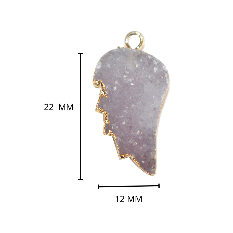 Gray druzy natural bezel charms pendants, 12X22mm leaf-shaped 24k gold electroplated women jewelry-making earrings, bracelets, necklaces, and DIY crafts.