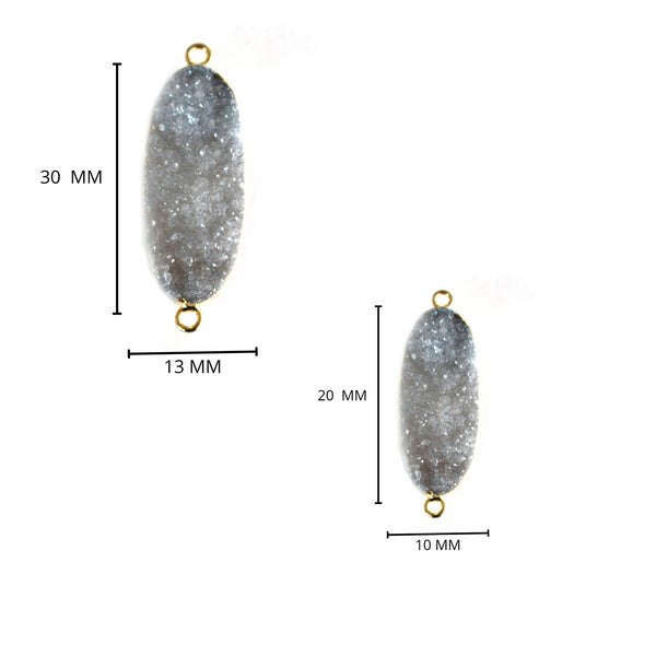 24k Gold Electroplated - Kissed Gray Druzy - Handmade Pendant Necklace - Gothy Elegance & Jewelry Gift