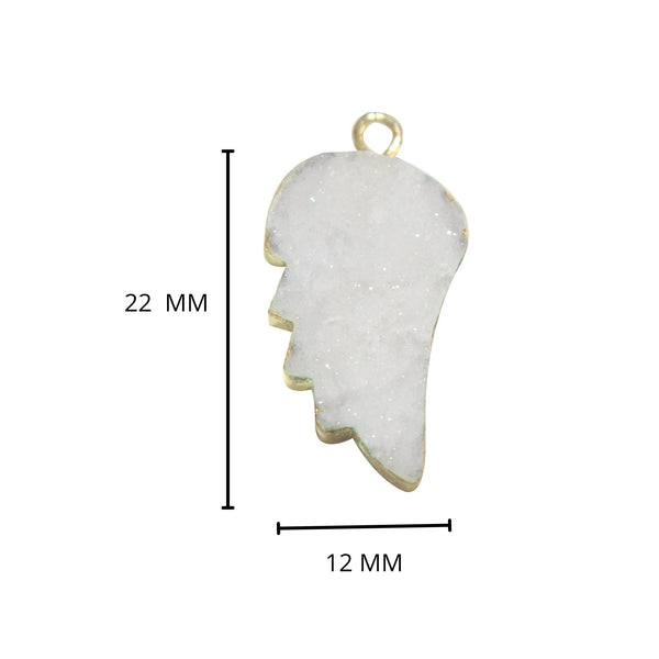 White Druzy Stone Necklace for Jewelry Making 12X22mm Leaf Bezel Charms Pendants Connectors 24K Gold Plated Over 925 Sterling Silver