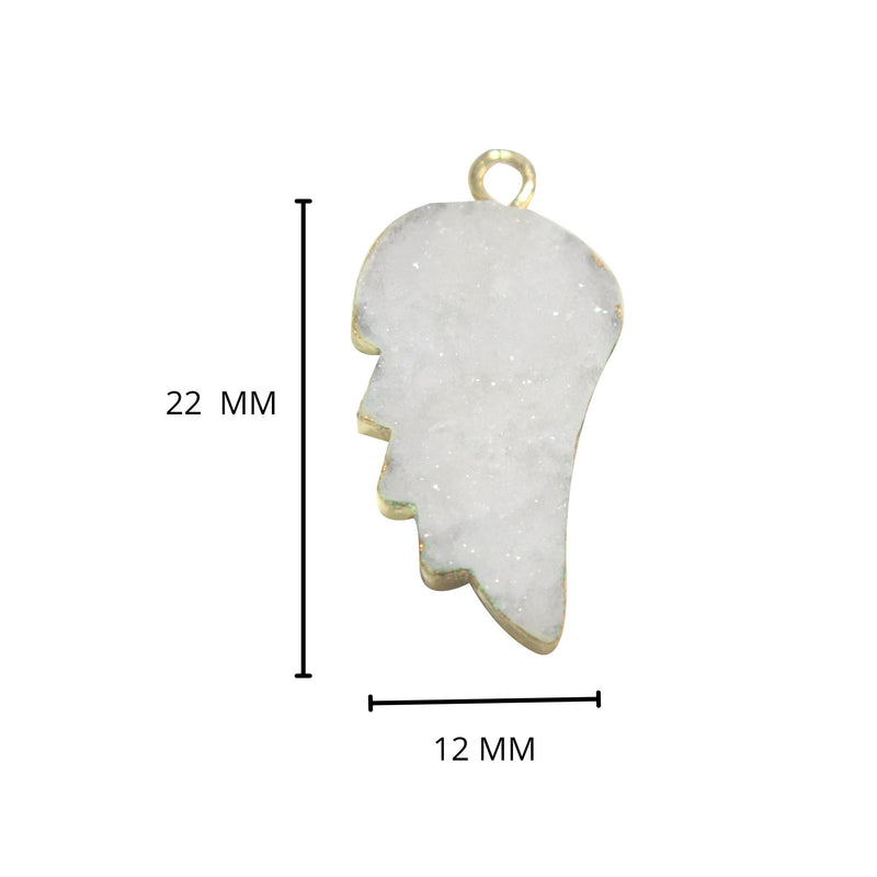 White Druzy Stone Necklace for Jewelry Making 12X22mm Leaf Bezel Charms Pendants Connectors 24K Gold Plated Over 925 Sterling Silver