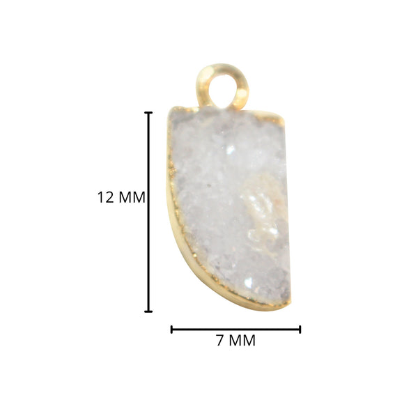White Druzy Stone Necklace for Jewelry Making 7X12mm Tiger Nail Bezel Charms Pendants Connectors 24K Gold Plated Over 925 Sterling Silver