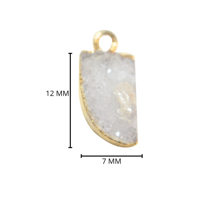 White Druzy Stone Necklace for Jewelry Making 7X12mm Tiger Nail Bezel Charms Pendants Connectors 24K Gold Plated Over 925 Sterling Silver